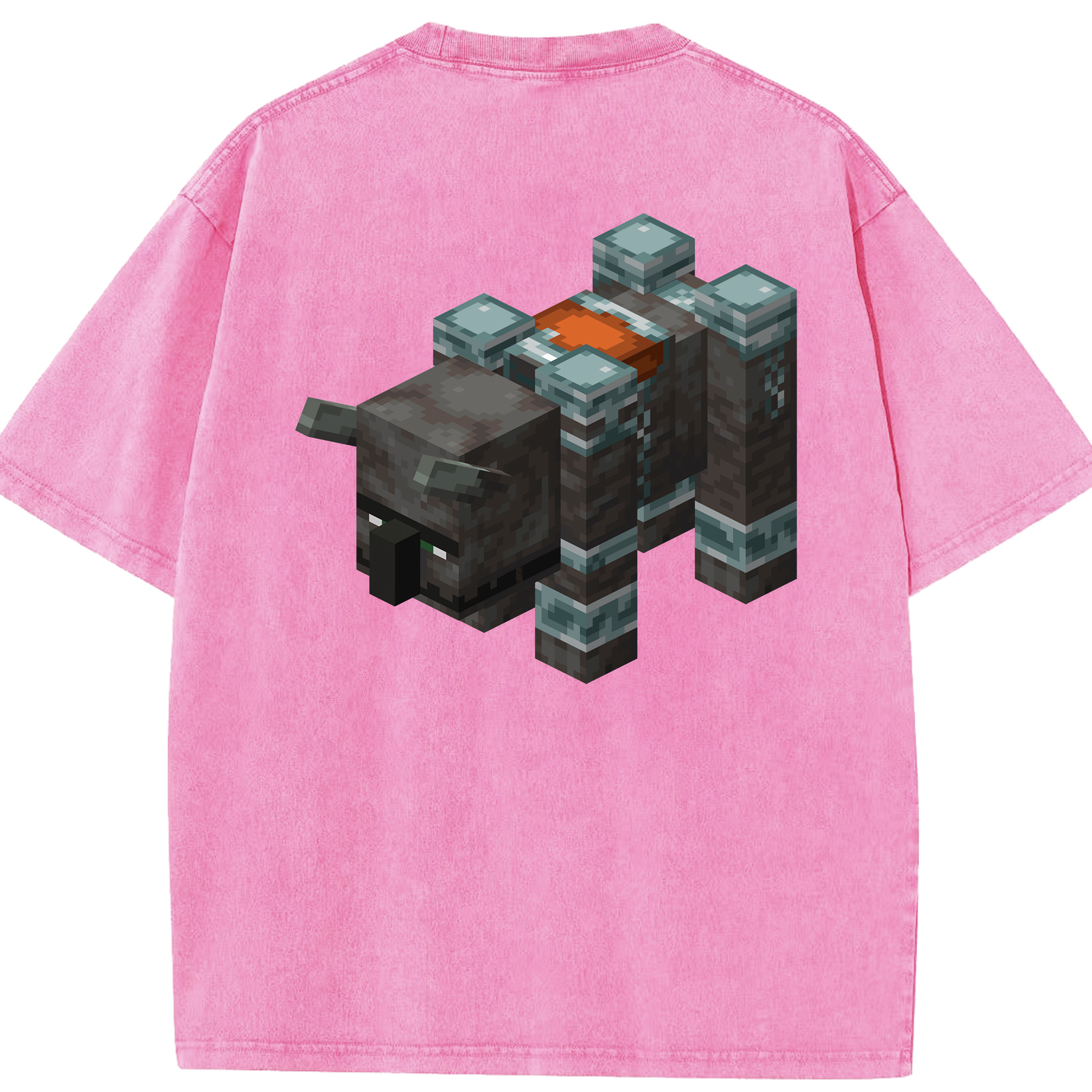 （画像用） マインクラフト ブロックの世界 Minecraft MC Block world 綿100% ヴィンテージ風 半袖Tシャツ（背面プリント）